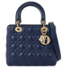 Medium Lady Dior, &pound;1,900, Handbags, Blue, Leather, Front view